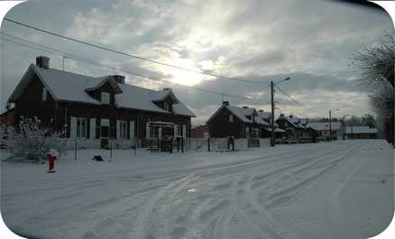 Rue des corons sous la neige